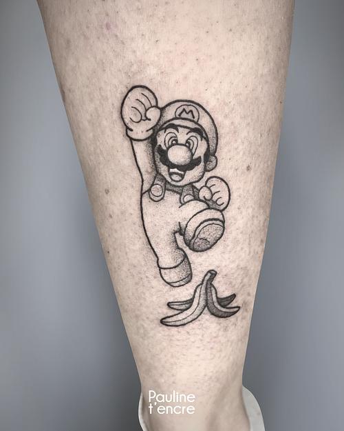 Tatouage Mario -jambe 